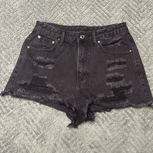🤍3/$20 - SHEIN Black Jean Shorts Distressed Frayed Hem